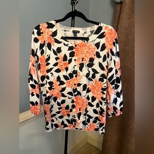 Talbots Black and pink button front XL Cardigan hydrangea casual or dress